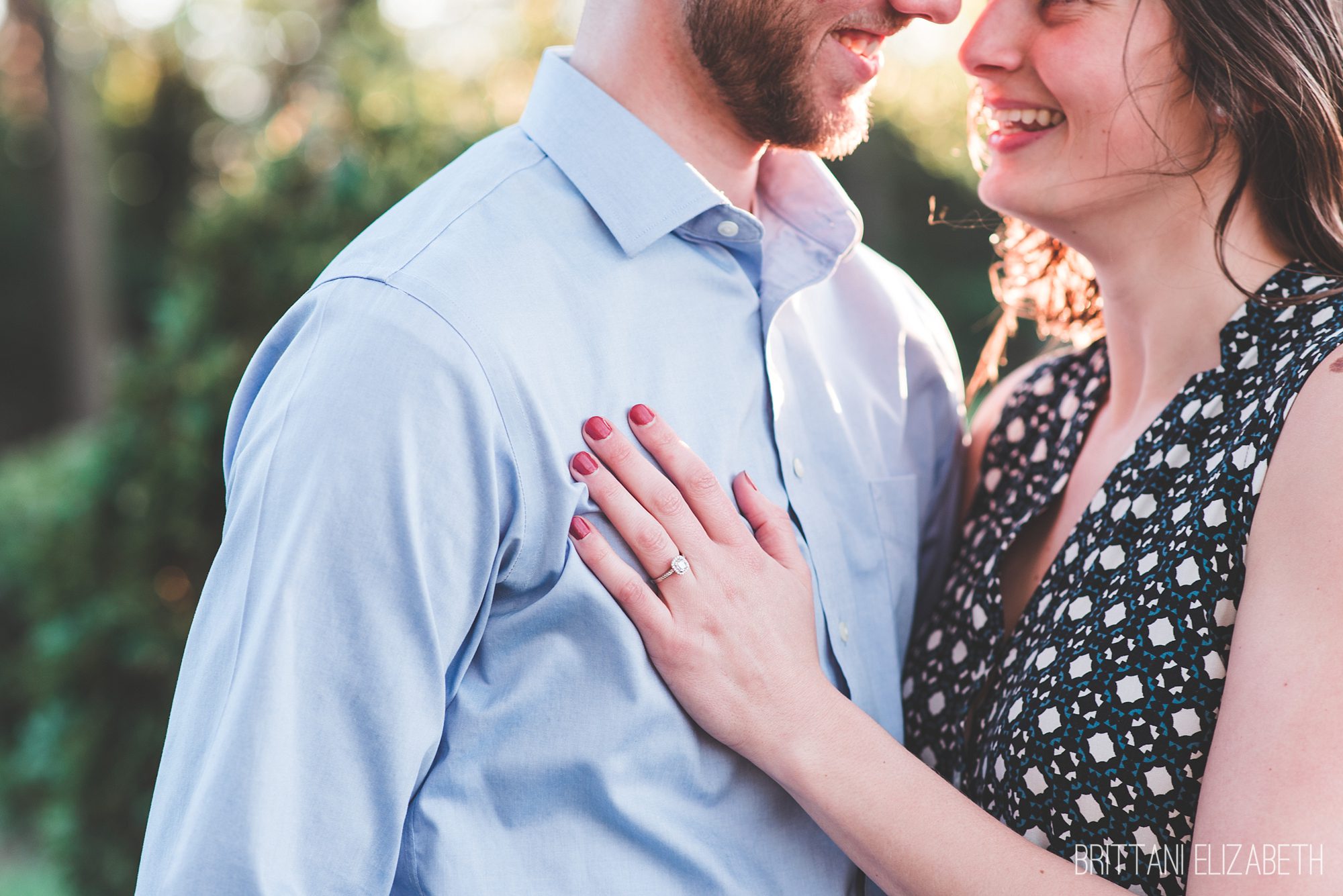 halo engagement ring engaged couple outfit idea
