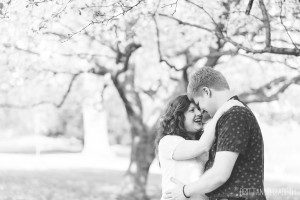 black and white photography engagement at hershey gardens