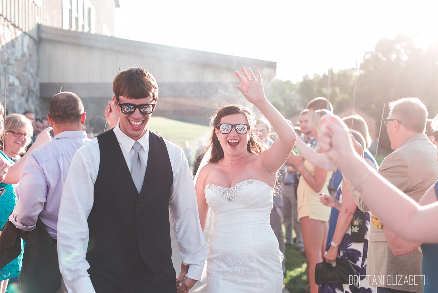 sparkler send off bride and groom sunglasses lodge at gettysburg