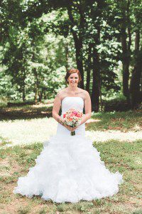just the bride holding bouquet lauxmont farms wedding
