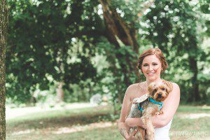 bride and her puppy summer wedding at lauxmont farms