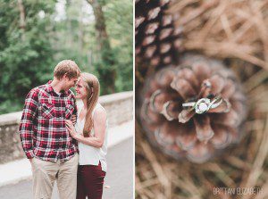 fall engagement outfit ideas engagement ring in pine cone