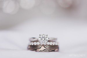 wedding rings stacked solitaire engagement ring close up