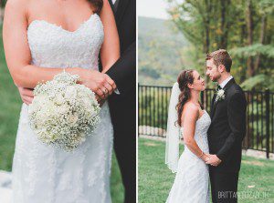 bride and bouquet black and white simple wedding