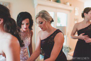 bride getting ready with bridesmaids candid stroudsburg wedding
