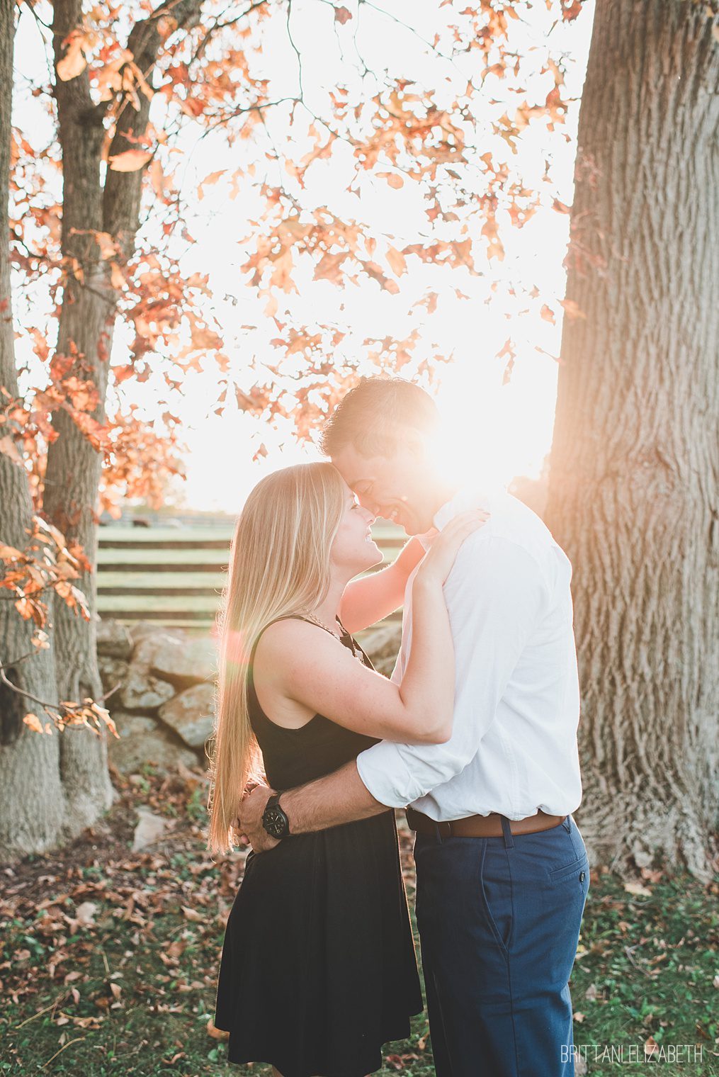 Sunflare and Fall leaves | Springton manor Farm Engagement