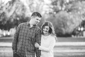 black and white engaged couple fall engagement