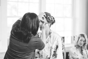 black and white bride getting ready makeup