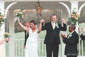 bride and groom celebrating wedding ceremony morningside inn