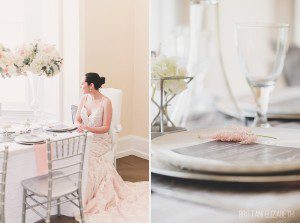 bride at table natural pink wedding wedding reception decor