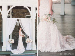 natural pink wedding bride holding bouquet awbury arboretum wedding
