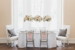rose floral centerpiece reception table natural pink awbury arboretum wedding