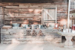 rustic wedding decor drink table