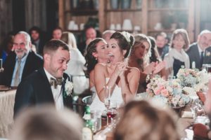 candid bride and groom terrain wedding reception