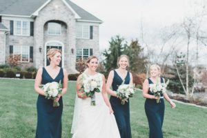 bride and bridesmaids blue dresses