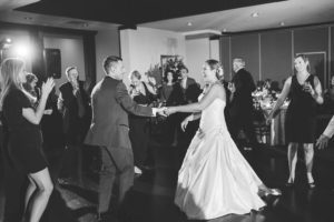 black and white bride and groom dance phoenixville foundry wedding