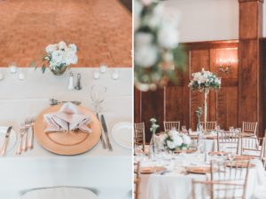 gold wedding reception details round tables