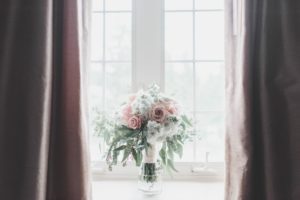 pink rose white greenery floral bouquet