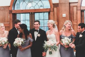 classy blue wedding at skytop lodge blue bridesmaid dresses