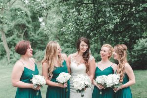 bride and her bridesmaids teal wedding