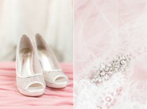 wedding shoes rhinestone hair clip close up