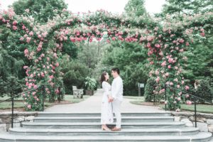 floral archway longwood gardens engagement