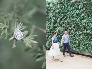tear drop diamond engagement ring walking hand in hand