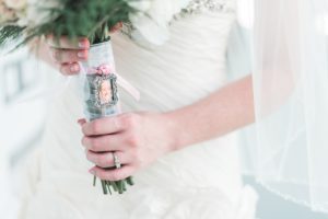 father of the bride memorial photo on bouquet
